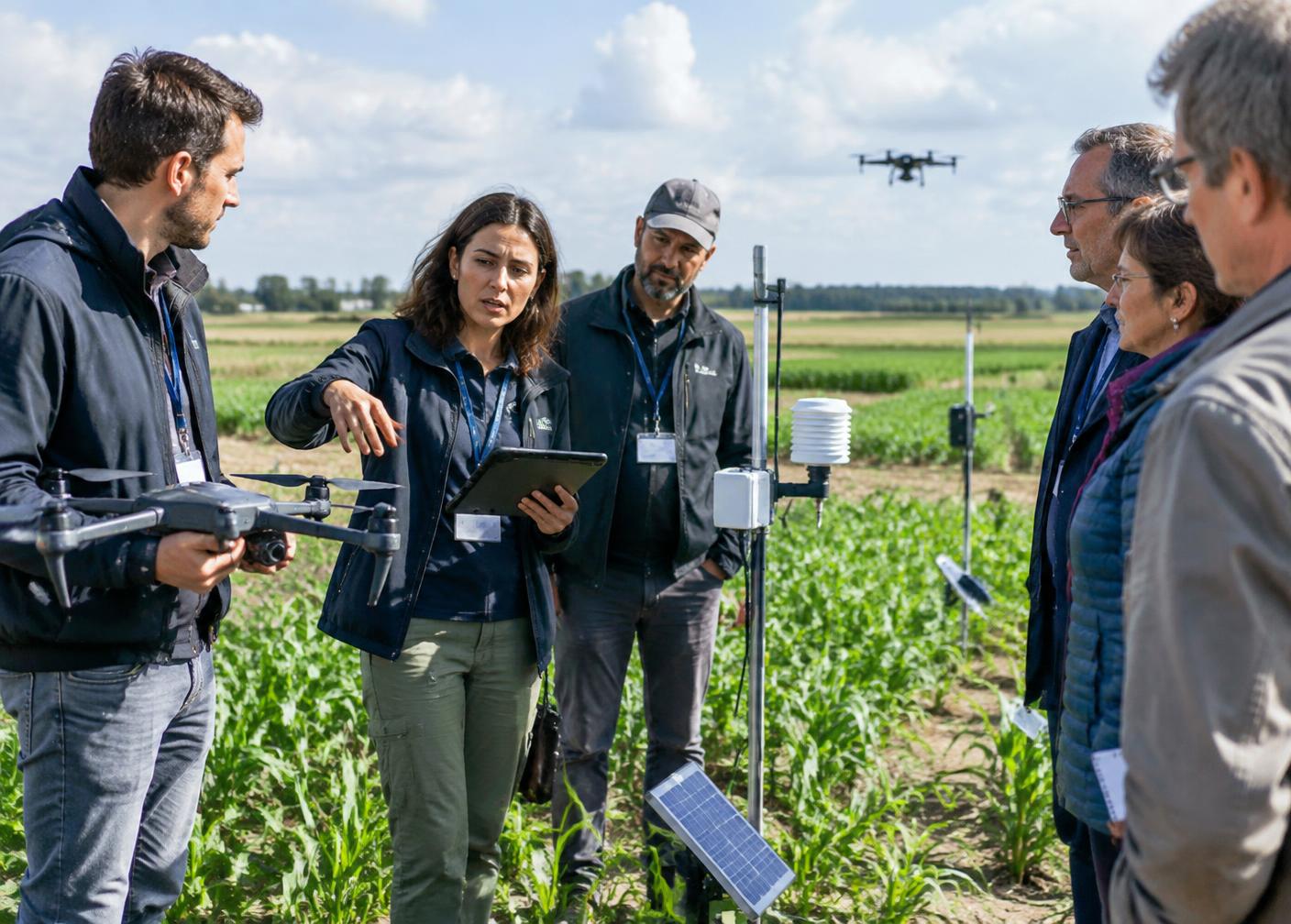 Demostración en campo con sensores y dron ante profesionales del sector agroalimentario